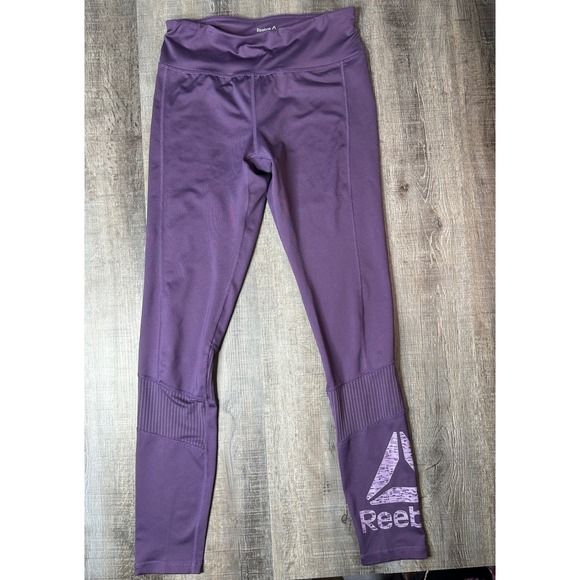 Reebok Pants - Reebok Womens Purple Mesh Panel Performance Leggings Small Activewear Athleisure